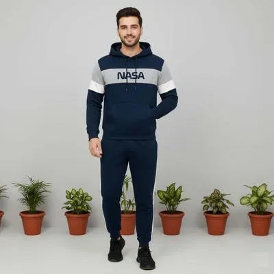 2 Pcs Men's Fleece Printed Hoodie Track Suit