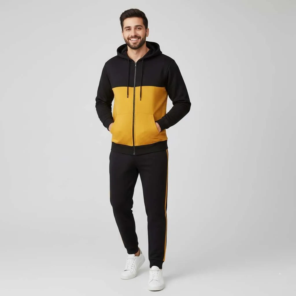 2 Pcs Men's Fleece Plain Zipper Track Suit