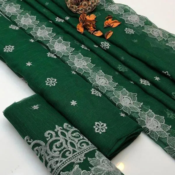 3 Pcs Women's Unstitched Embroidered Suit