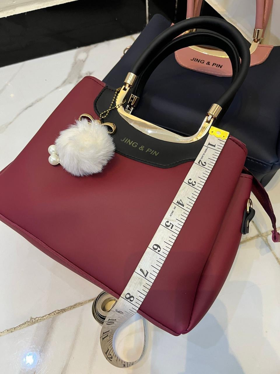 Stylish Girl's Hand Bag Set - 2 Pcs Rexine in Vibrant