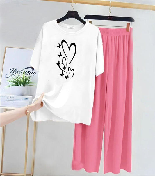 2 Pcs Women's Stitched Printed Night Suit