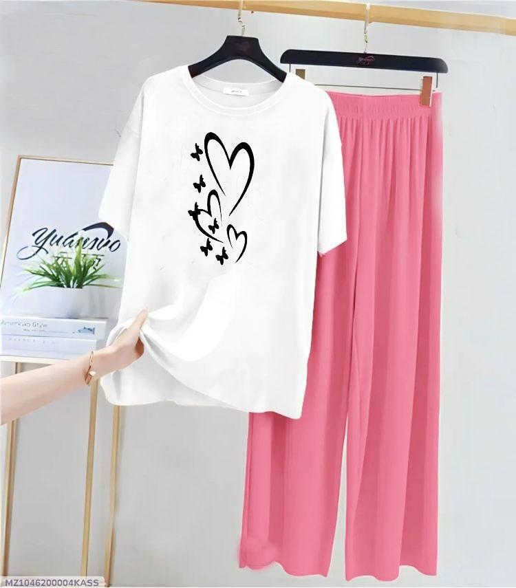 2 Pcs Women's Stitched Printed Night Suit