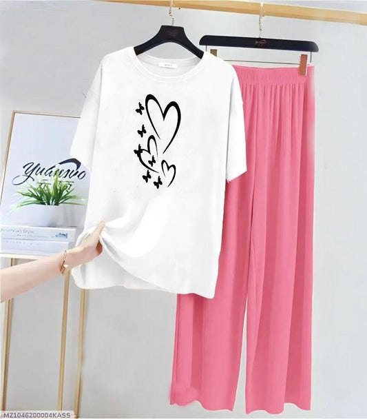 2 Pcs Women's Stitched Cotton Jersey Printed Night Suit