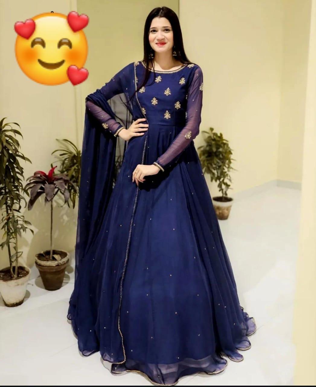 3 Pcs Women's Stitched Chiffon Embroidered Maxi Suit