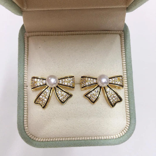 Bow Shape Korean Zircon Earings