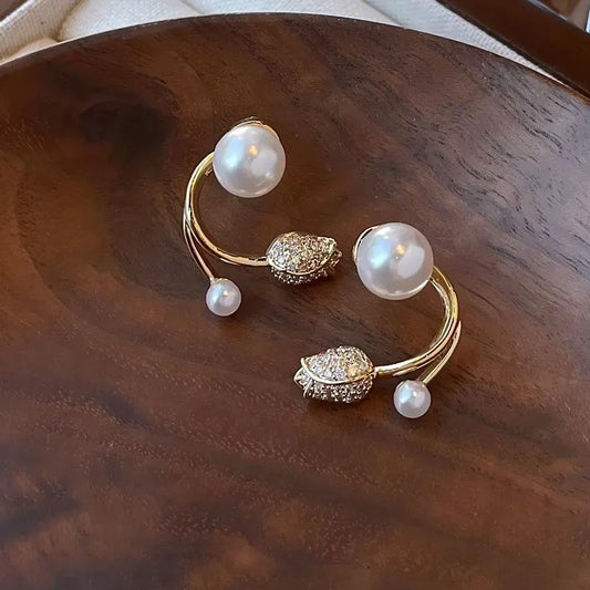 Flower Zircon Korean Earrings