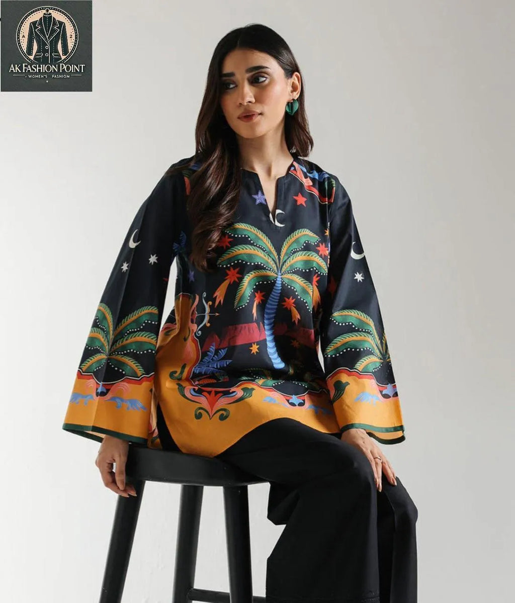 Stunning Golden Sequins Embroidered Kaftan - 1 Pc