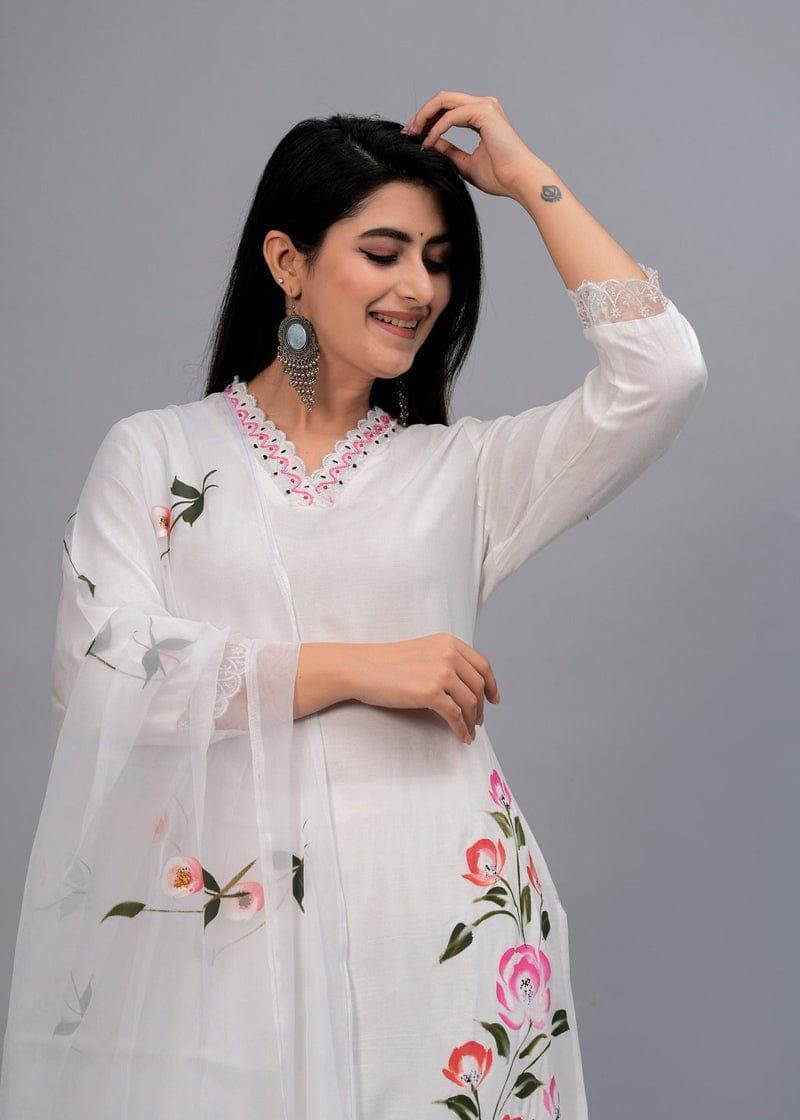 3 Pcs Women's Stitched Grip Silk Embroidered Suit