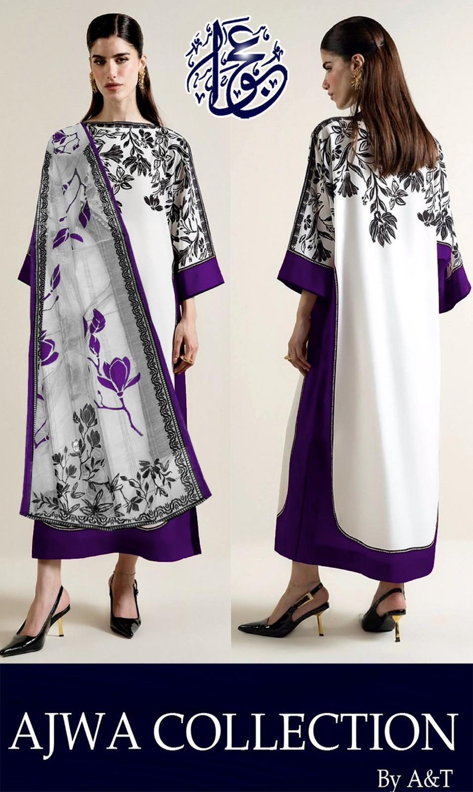3 Pcs Women's Stitched Lawn Printed Suit