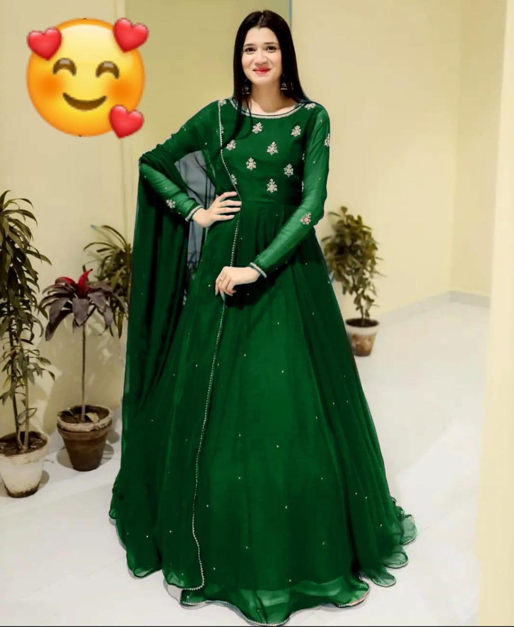 3 Pcs Women's Stitched Chiffon Patch Work Maxi Suit