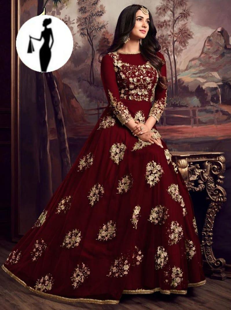 2 Pcs Women's Stitched Organza Embroidered Maxi And Trouser