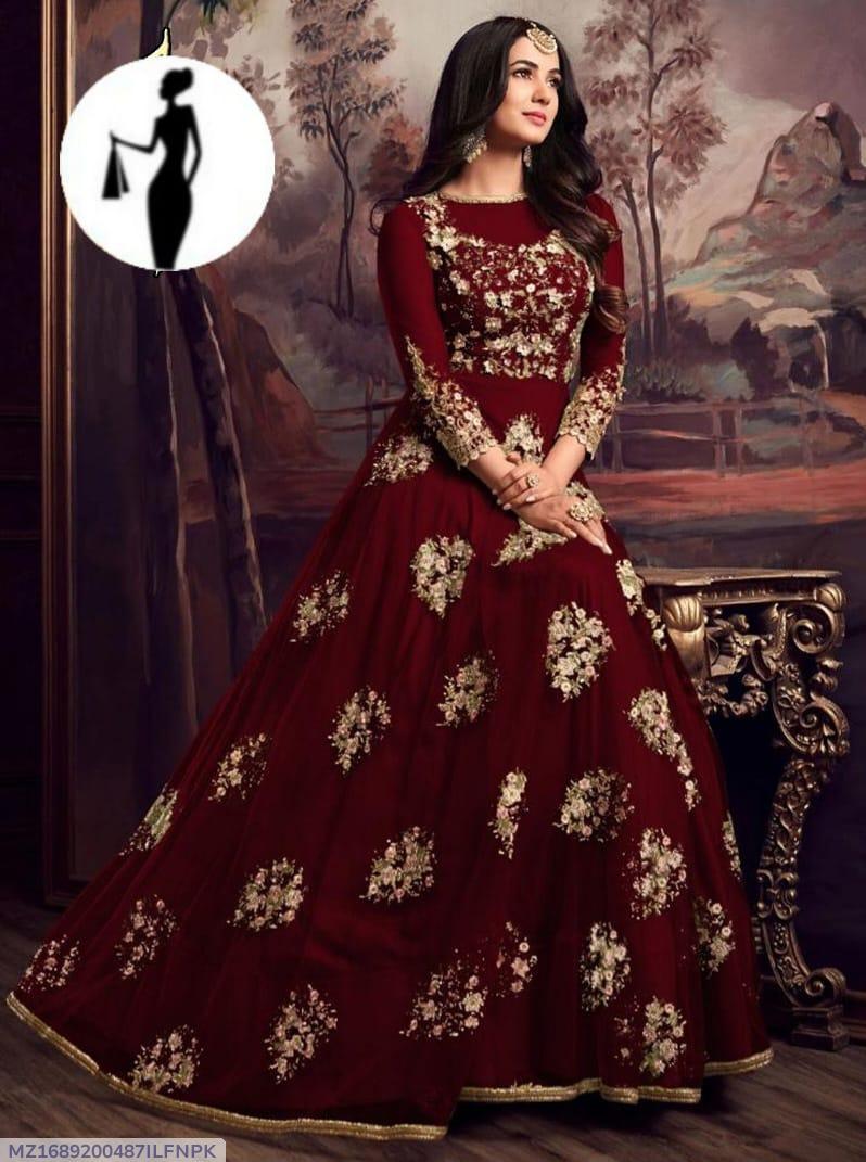 2 Pcs Women's Stitched Organza Embroidered Maxi And Trouser