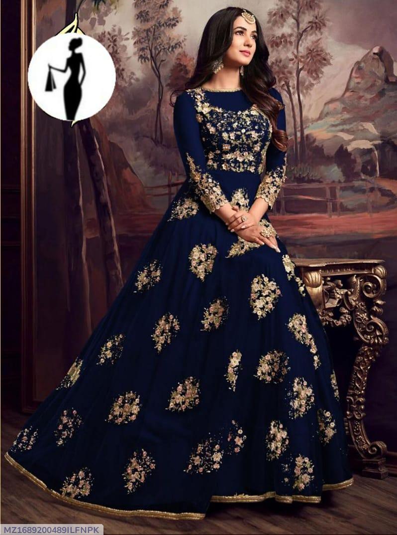 2 Pcs Women's Stitched Organza Embroidered Maxi And Trouser