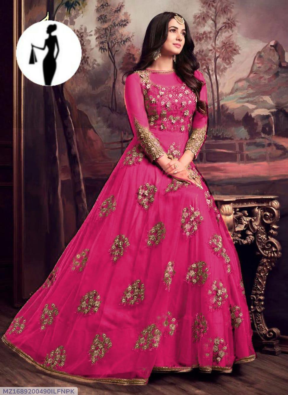 2 Pcs Women's Stitched Organza Embroidered Maxi And Trouser