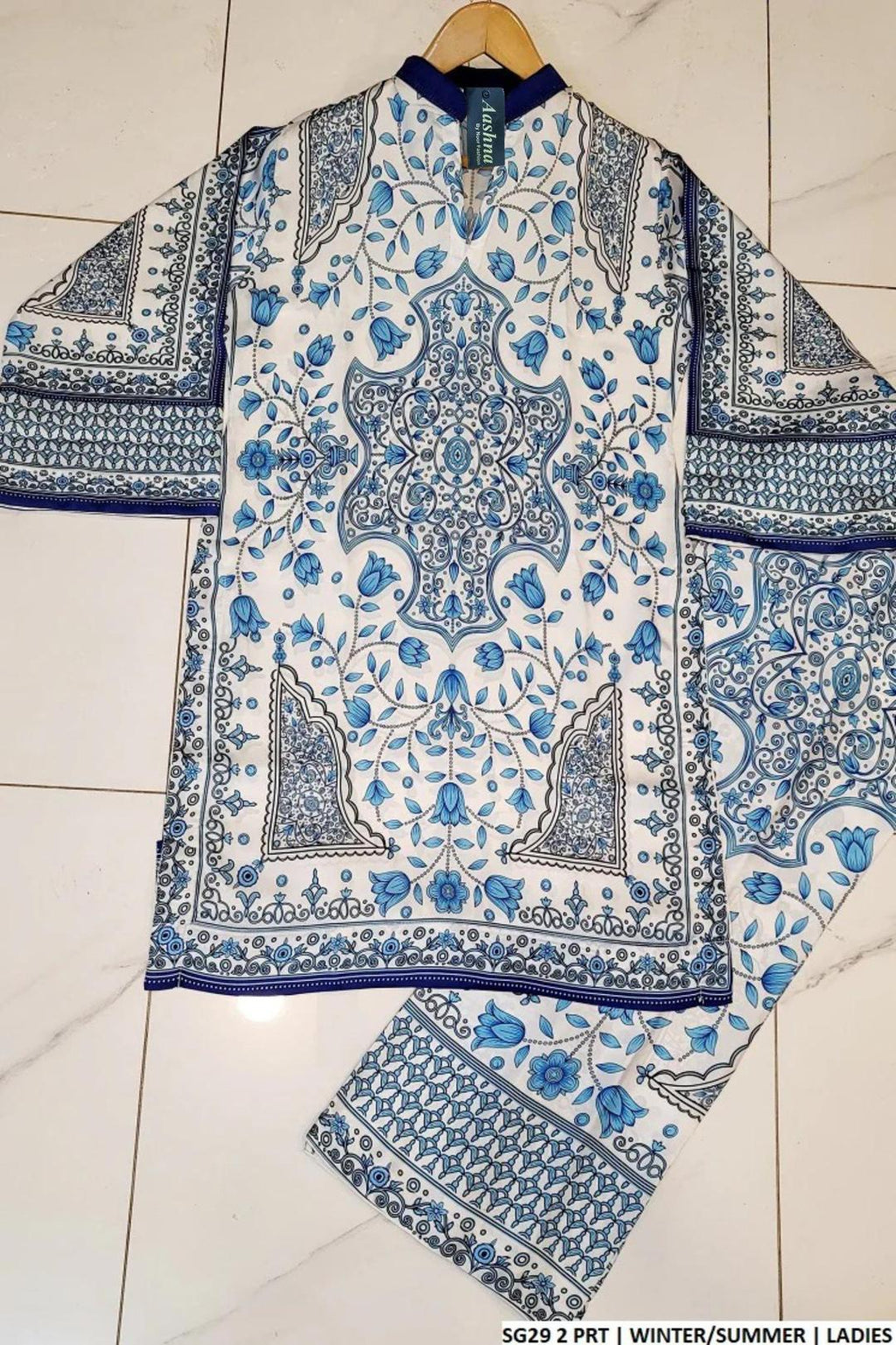 2 Pcs Women's Stitched Swiss Lawn Printed Co-Ord Set