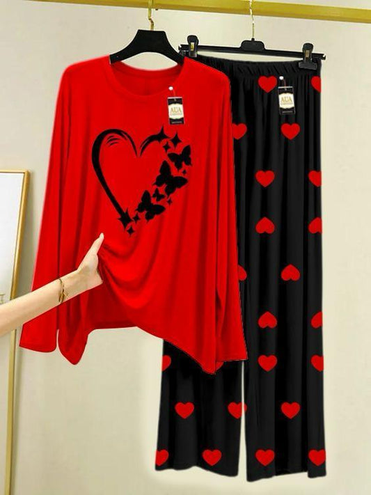 2 Pcs Women's Stitched Cotton Jersey Printed Night Suit