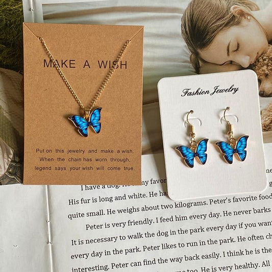 Butterfly Hanging Gold Plated Artificial Set - 3 Pcs Unique Design for Women