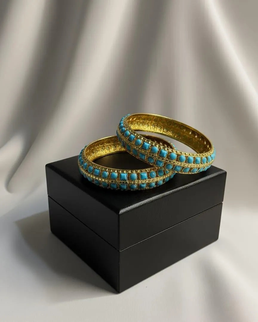 Stylish 2 Pcs Multicolored Kara Bangle Set in Alloy