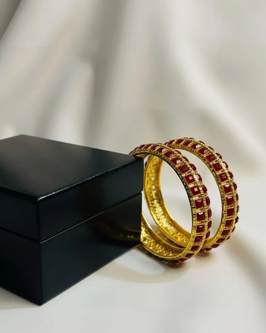 Stylish 2 Pcs Multicolored Kara Bangle Set in Alloy