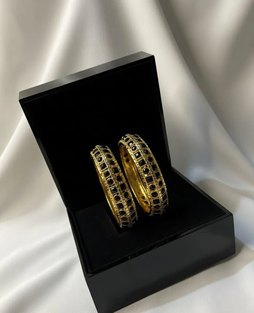 Stylish 2 Pcs Multicolored Kara Bangle Set in Alloy