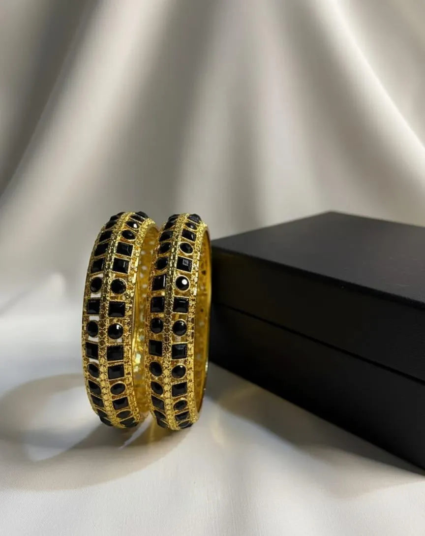 Stylish 2 Pcs Multicolored Kara Bangle Set in Alloy