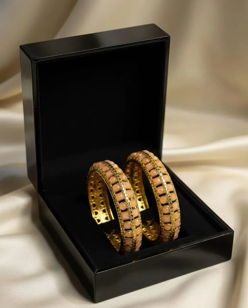 Stylish 2 Pcs Multicolored Kara Bangle Set in Alloy