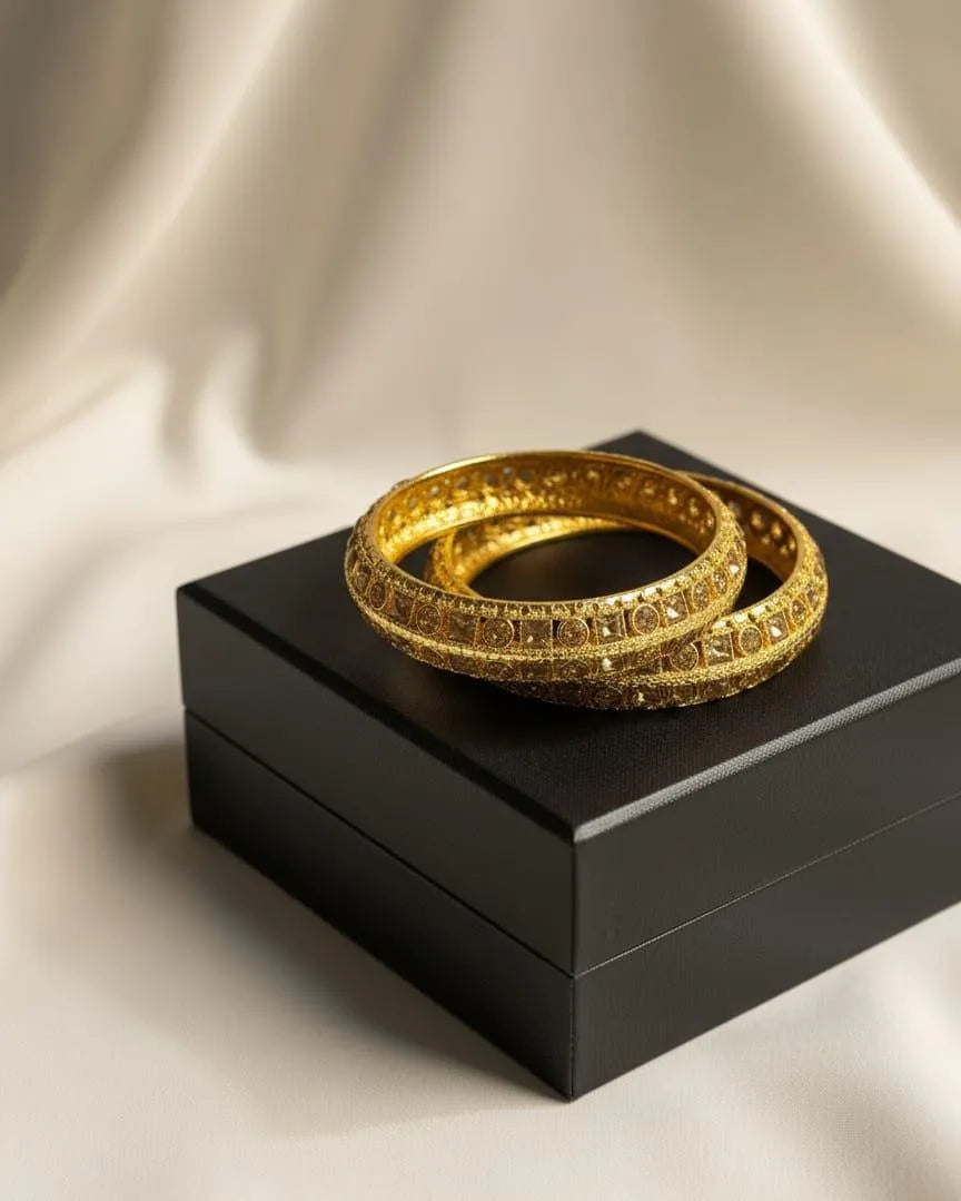 Stylish 2 Pcs Multicolored Kara Bangle Set in Alloy