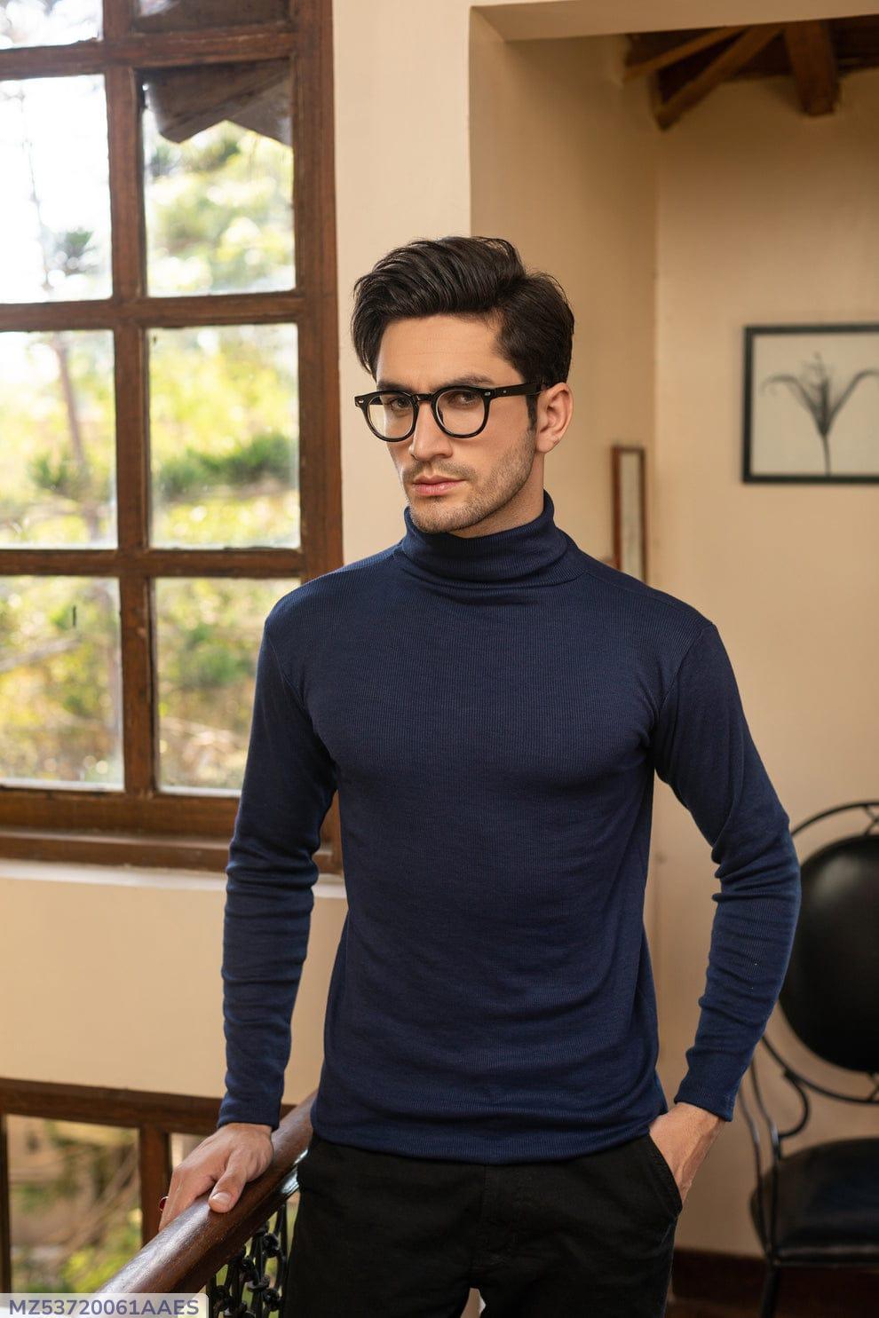 1 Pc Men's Rib Plain Highneck