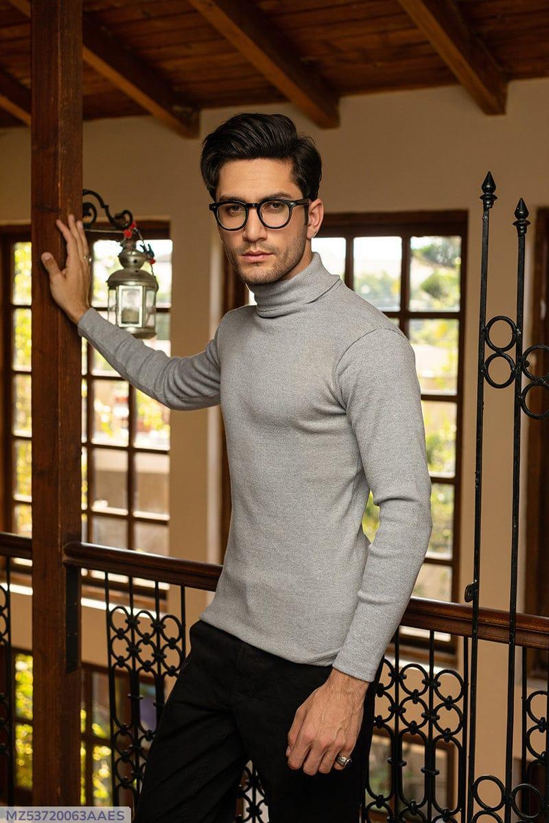 1 Pc Men's Rib Plain Highneck