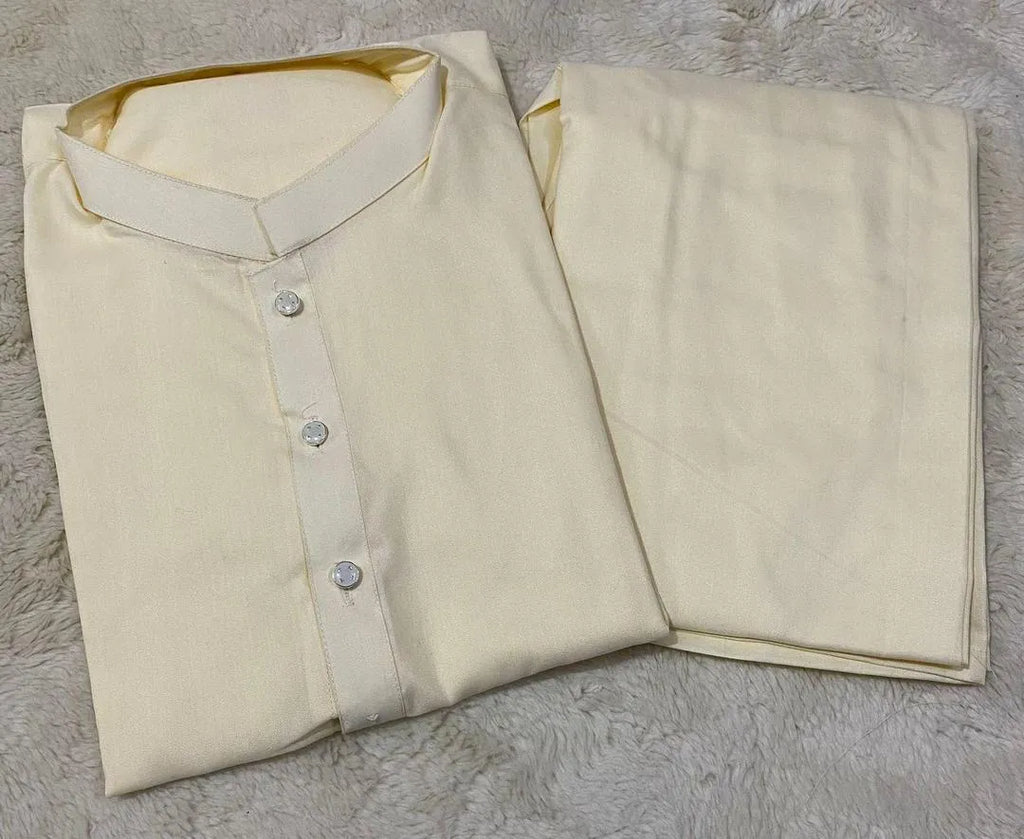 2 Pcs Men’s Stitched Wash And Wear Plain Shalwar Kameez
