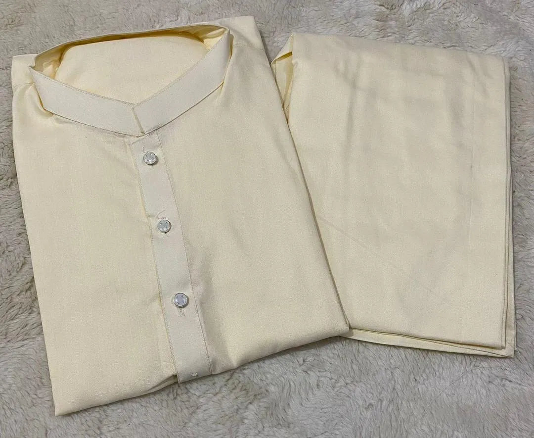 2 Pcs Men’s Stitched Wash And Wear Plain Shalwar Kameez