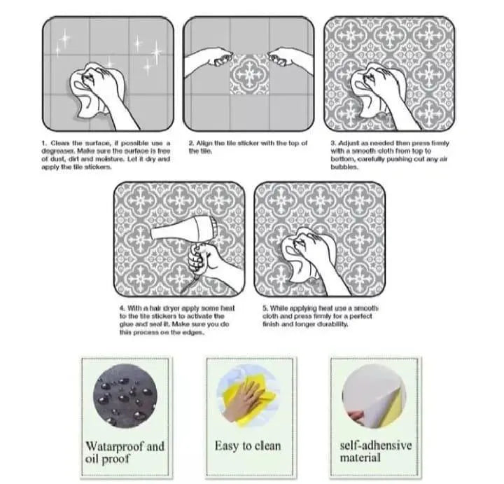 Wall Tile Sticker Pack Of 12